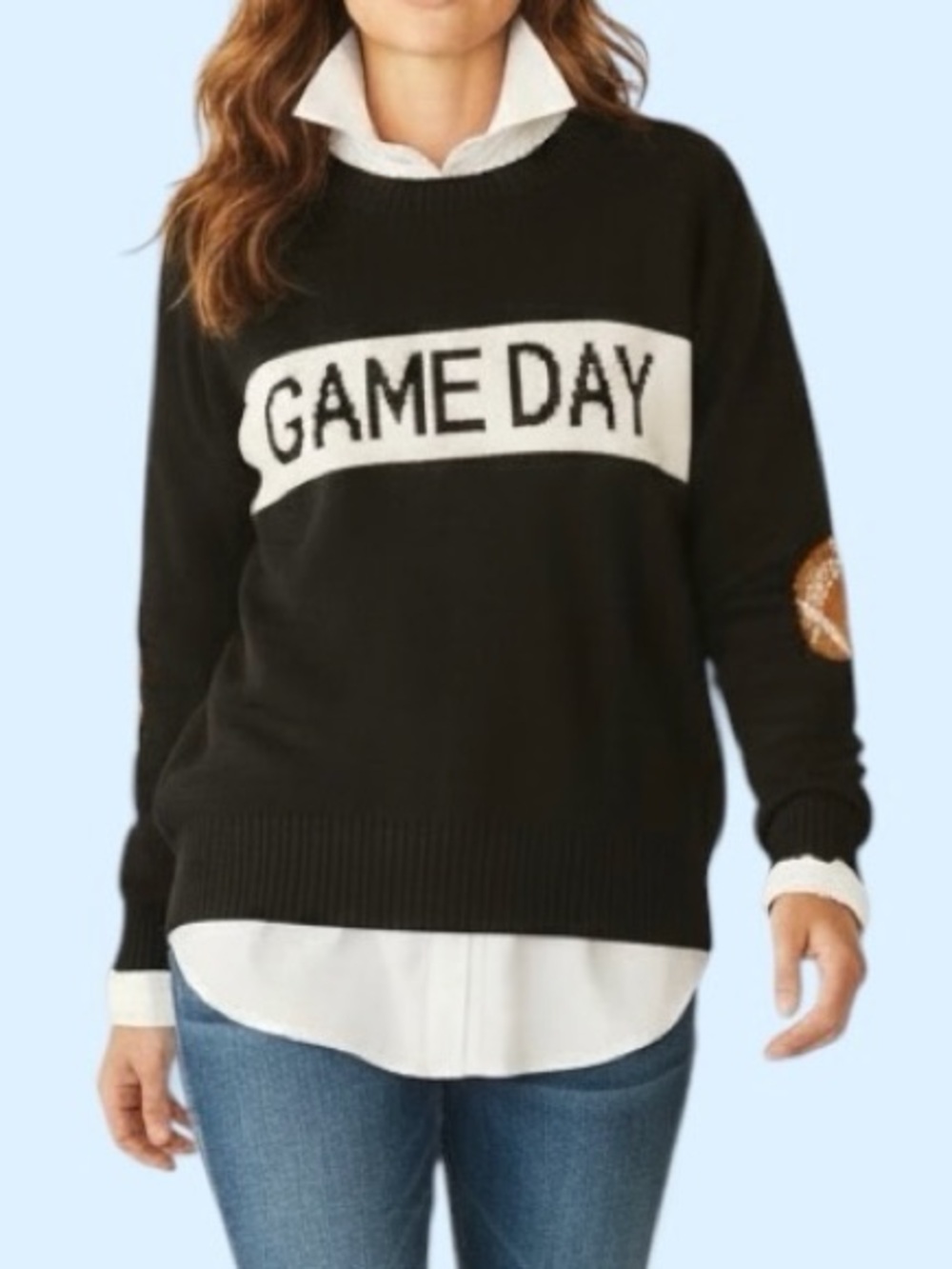 Pink Pineapple Lightweight Cotton Knit Football Sweater with Elbow Patches NWOT